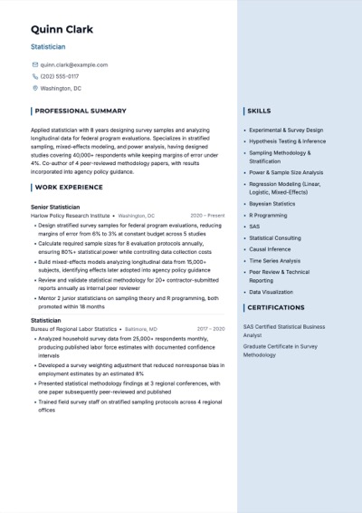 Statistician resume example preview