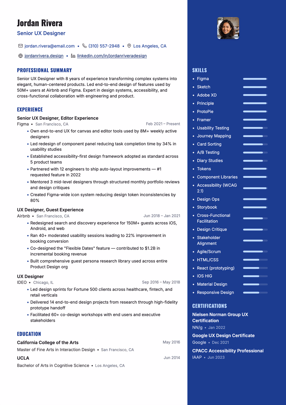 Prism resume template — two columns layout for Tech Startup